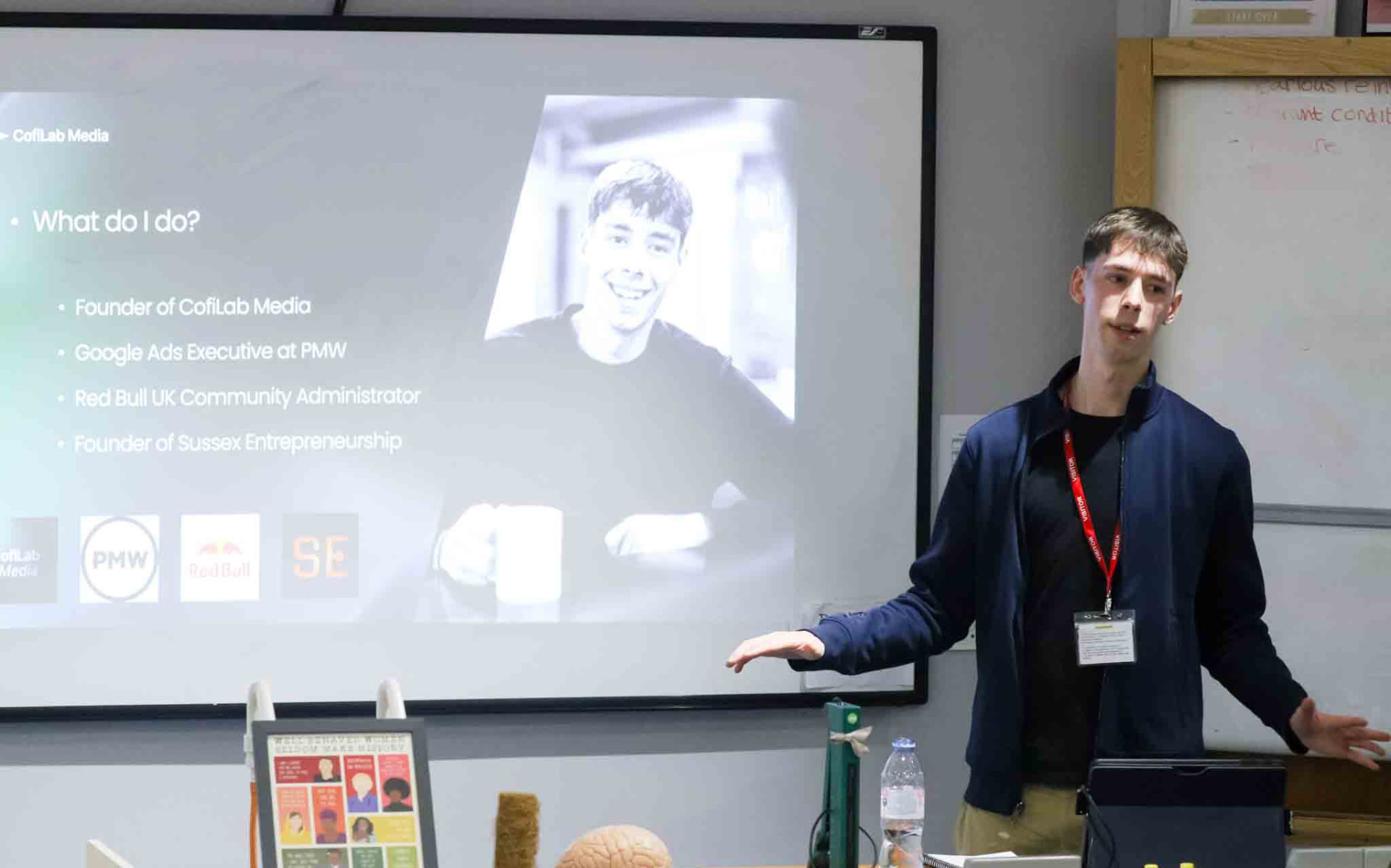 Charles Blackith speaking to sixth-form students at the Hurst Foundation Entrepreneur Speaker Series